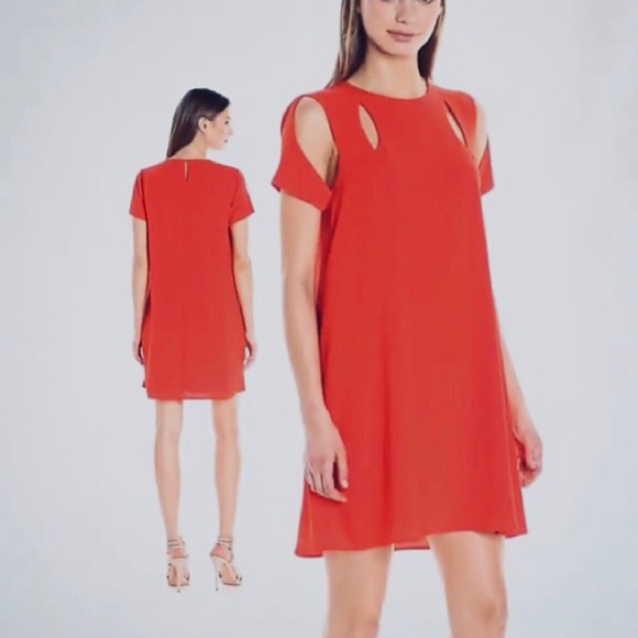 BCBGMaxAzria Dresses & Skirts - BCBGMaxAzria Phyllis Red Cut-out Swing Dress - M